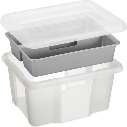 Sunware Nesta opbergbox 24L met inzet - Met deksel - Transparant