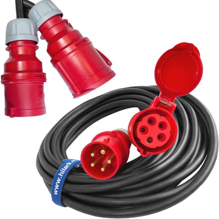 CEE Verlengkabel H07RN-F 5 x 6 mm2, 32 A, IP44 - Rubber Flexibele Kabel 3 m