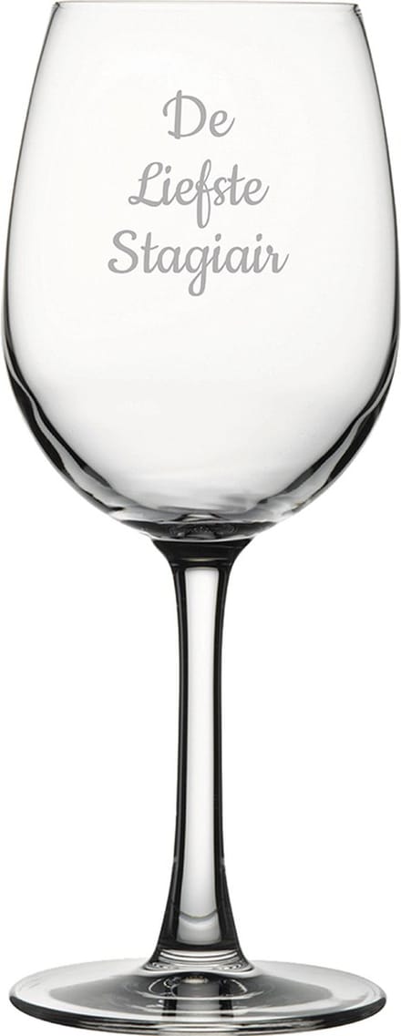 Gegraveerde witte wijnglas 36cl De Liefste Stagiair