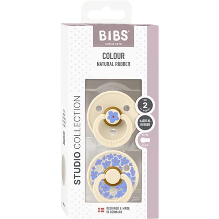 BiBs Studio Jasmin Fopspeen - Rond - 2 Stuks - 6-18 Mnd - Ivory Mix