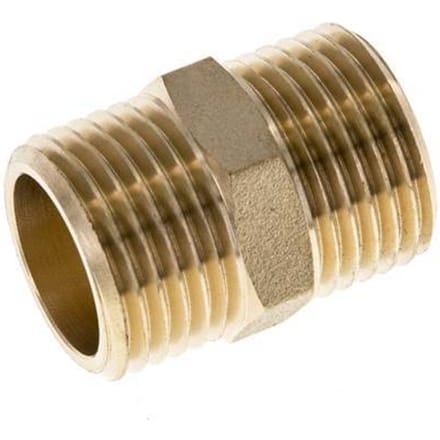 Dubbele Nippel G1/2'' Messing Vlakke Afdichting 16bar 21mm Hex [2 Stuks]