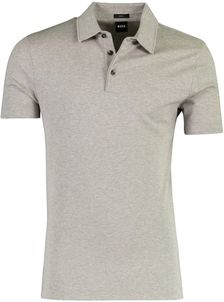 BOSS Black poloshirt grijs katoen normale fit