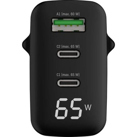 Ansmann HC365PD 65W USB-oplader 65 W 1x USB-A, 2x USB-C USB PD Zwart Binnen