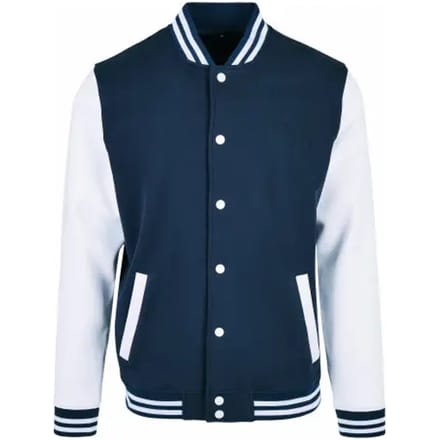 Build your Brand Basic College Jacket BYBB004 - Navy/White - S