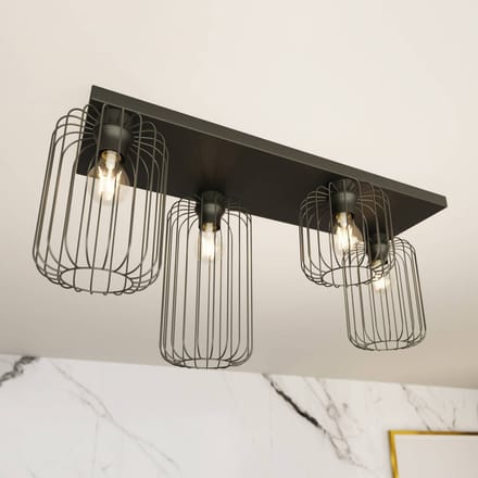 EMIBIG LIGHTING Plafondlamp Barn, 4-lamps, 83 cm, zwart, metaal, E27