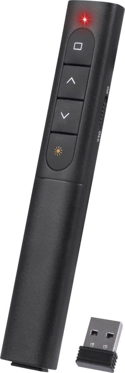Nuvance Presentatie Klikker - Draadloze Presenter voor Presentatie - Usb - Pointer - Afstandsbediening met Laser - Zwart