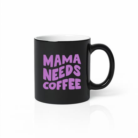 Zwarte Magic Mok 330 ml – “Mama Needs Coffee” Warmtegevoelige Mok – Grappig Cadeau voor Moeder