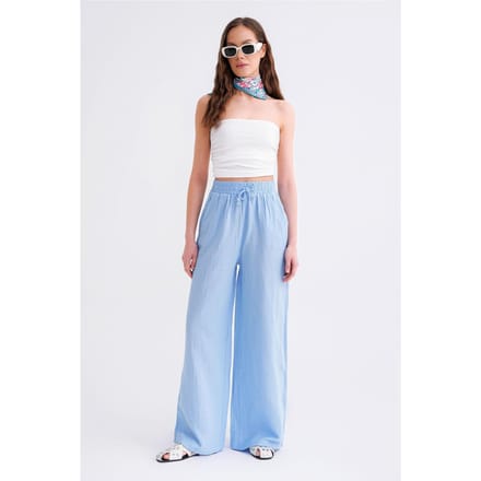 Hoge Taille Textuur Muslin Stof Broek
