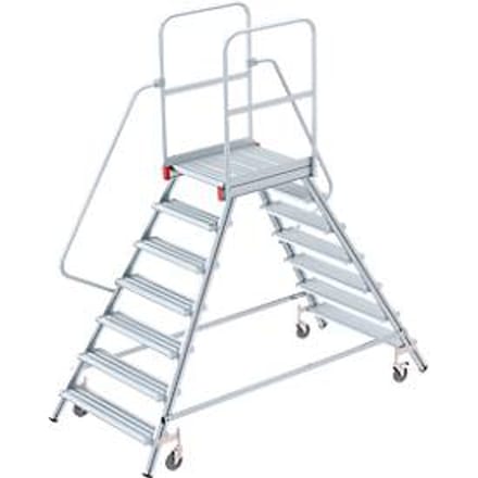 Aluminium platform met wielen, dubbelzijdig, 7 treden