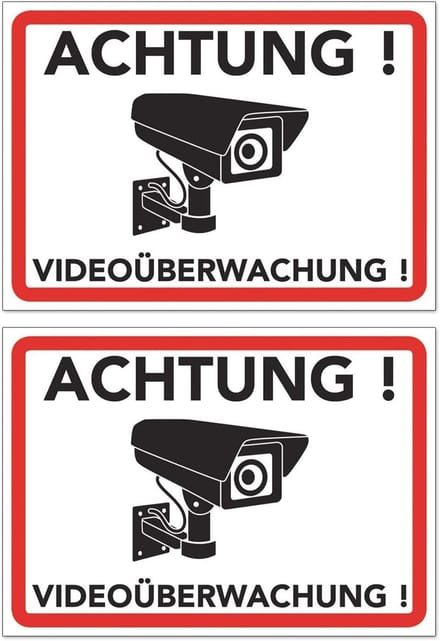 Waarschuwingsbord voor Videobewaking - Camerabewaking Schild (20 x 15 cm) - 2 Stuks