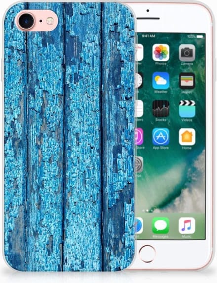 iPhone SE 2022 | SE 2020 | 8 | 7 Bumper Hoesje Wood Blue