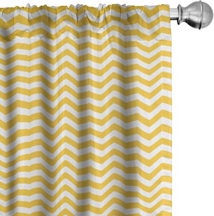 ABAKUHAUS – Gele Chevron Gordijnset – 2x75x225 cm – Microfaser