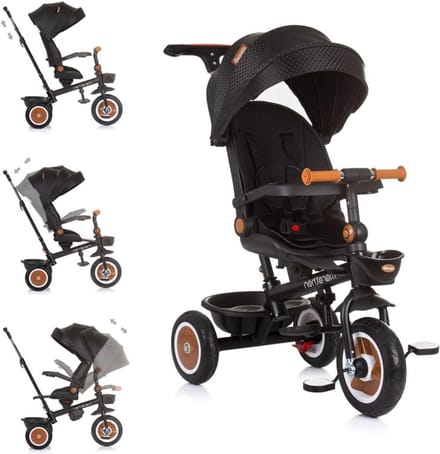 Kinderdriewieler - Duwfiets - Buiten spelen - Omkeerbaar zitje - 92x46x99 cm - Zwart