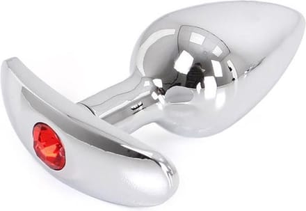 Kiotos - Aluminium Buttplug Met Handvat En Sierkristal - Rood