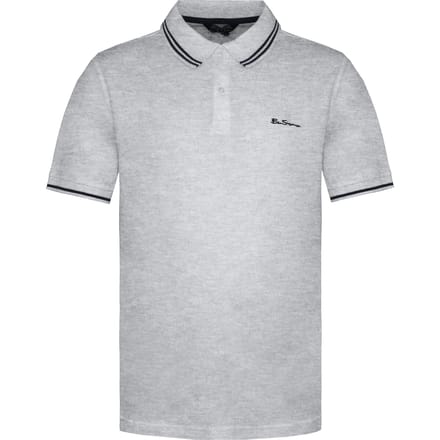 Ben Sherman Breed Tweeling Gestipt Heren Grijs Poloshirt