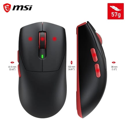 MSI FORGE GM340 WIRELESS BLACK – Gamingmuis – Draadloos RF - Bluetooth – Optisch – 12.000 DPI