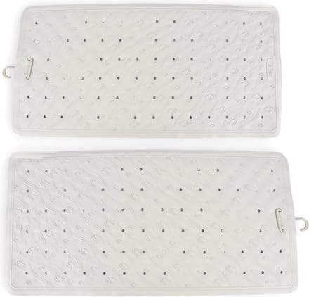 Set van 2 Antislipmat Douche Grijs - 76x36cm – 100% Natuurlijk Rubber - Met Zuignappen - Wasbaar