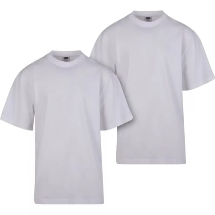 Urban Classics - Tall 2-pack Heren T-shirt - S - Wit/Wit
