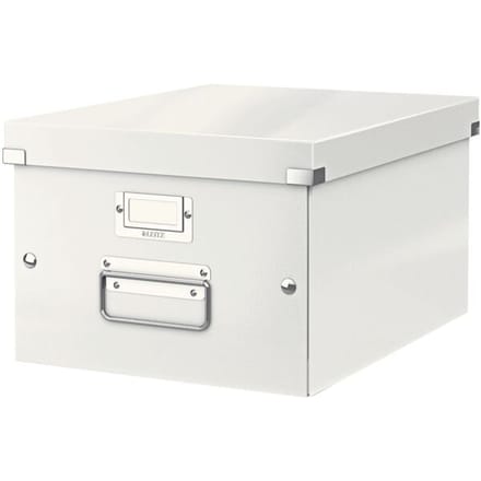 Leitz WOW Click & Store Middelgrote Opbergdoos - 85% Gerecycled Karton - 28.1 x 37 Cm (BxD) - Voor A4 Formaten - Ideaal voor Kantoor En Thuiswerken - Wit