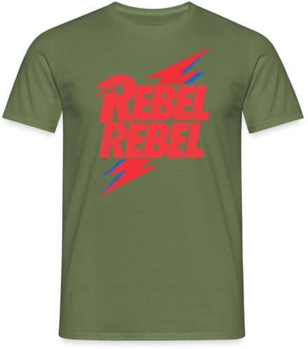 David Bowie Rebel Rebel Met Bliksem T-Shirt Heren