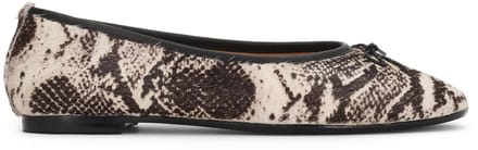 Patterned leather ballerinas with natural hair finish