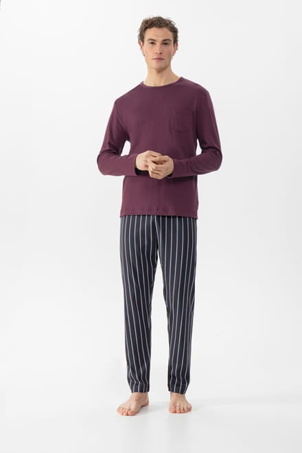 Pyjama lang Serie Contrast Stripe Kumkum Red