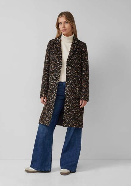 Trendy Gemêleerde Woljas met Dierenprint en Jacquard Voering Dames s.Oliver