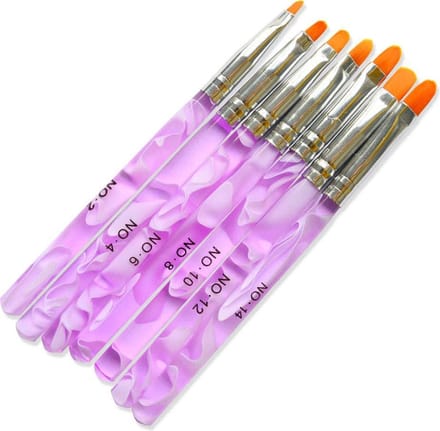 DW4Trading Acryl Penselen - Nageldecoratie Pennen - Roze Marmer - Set van 7 Stuks