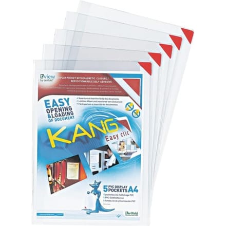 Presenteerhoes Djois Kang easy clic A4 herpositioneerbaar zelfklevend 5 stuks