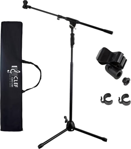 Microfoon Statief - Boom Arm - Muziek Optredens - Eénhandige Verstelling - 40 tot 63 inch - Zwart