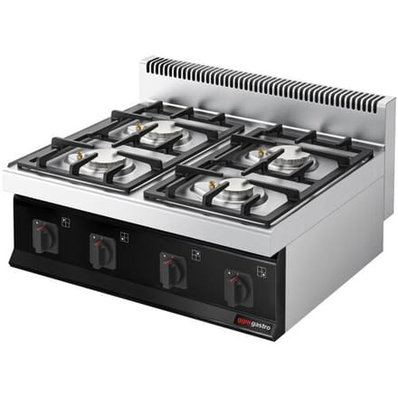 GGM Gastro Gasfornuis tafelmodel - MARIO 700 - 800x700mm - 23,0 kW - 4-pits zwart