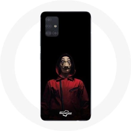 Case voor Samsung galaxy A71 La casa de papel Masker Zwarte Achtergrond