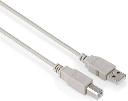 USB 2.0 kabel - USB A naar USB B - High Speed - 5 meter - Grijs - Allteq