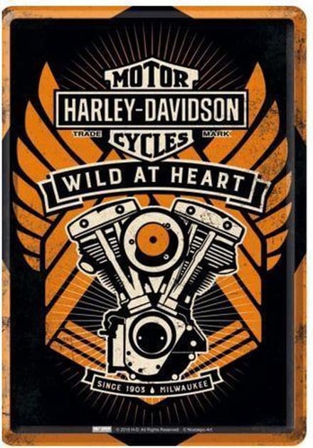 Harley Davidson Wild at Heart  reliëf 40 x 30 cm metalen wandbord