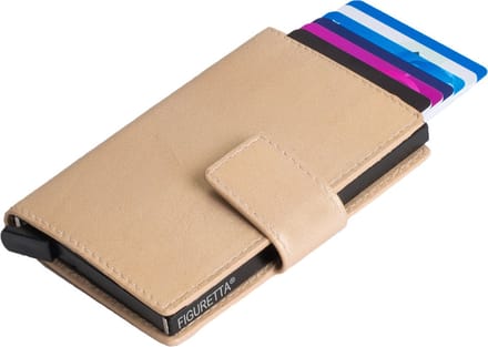 Figuretta Leren Cardprotector RFID Compact Creditcardhouder - Dames en Heren - Metallic Goud