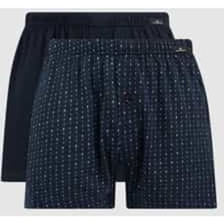 Gotzburg heren boxershorts wijd model met gulp (2-pack) - donkerblauw uni en dessin