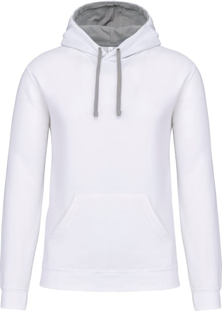 Kariban Hooded sweater met contrasterde capuchon K446 - White / Fine Grey - M
