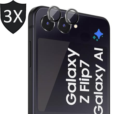 Camera Screenprotector geschikt voor Samsung Galaxy Z Flip 7 - 3x Volledig Dekkend Glas Screen Protector
