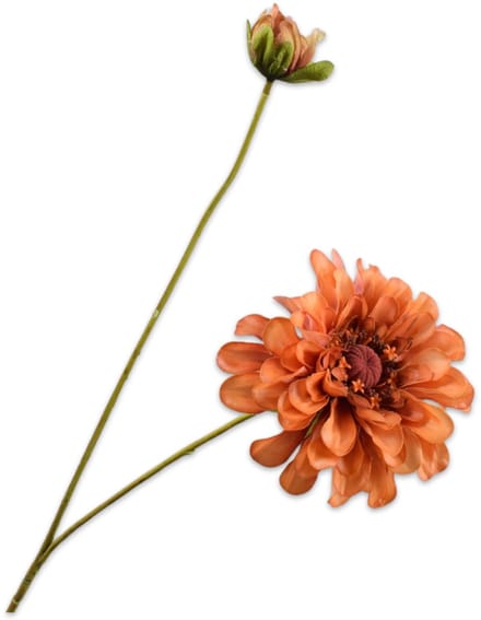 Silk-ka - Kunstbloem - zinnia - oranje - H62 cm
