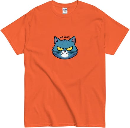 Komisch Grumpy Kat Tshirt - Dames Heren - Funny Quote: No Way! - Oranje - S