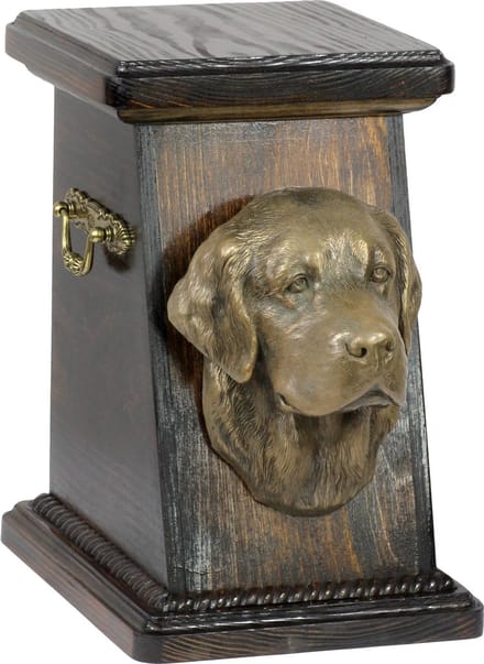 Elegante urn voor hondenas met beeld van een Golden Retriever