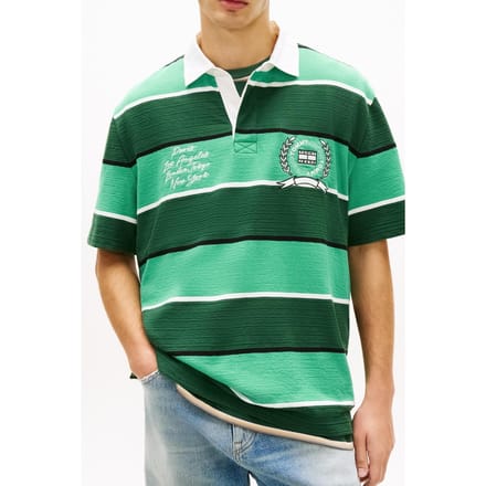 Tommy Hilfiger Tjm Relaxed Ss Stripe Polo Shadow Pine Stripe Größe: S | Poloshirts Outlet | Herren