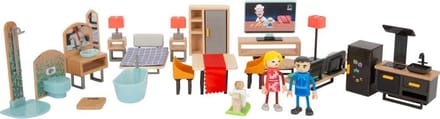 Uitgebreide Moderne Poppenhuis Meubelset Hout met Figuren