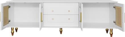 Wit Spaanplaat Rotan Glas Tv Meubel 175 38 55.5cm Woonkamer