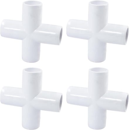 PVC 4-weg fittingen - Kruisstuk connector - Frame bouwen - Meubelkwaliteit PVC - 3/4 inch - Wit