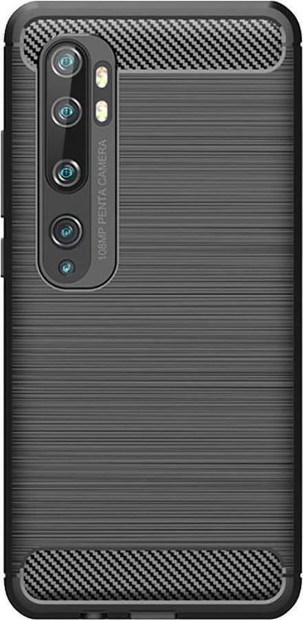 Shop4 - Xiaomi Mi Note 10 Hoesje - Zachte Back Case Brushed Carbon Zwart