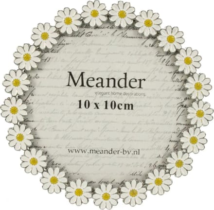 Fotolijstje met margrietjes metaal rond Ø11,6x1,5cm
