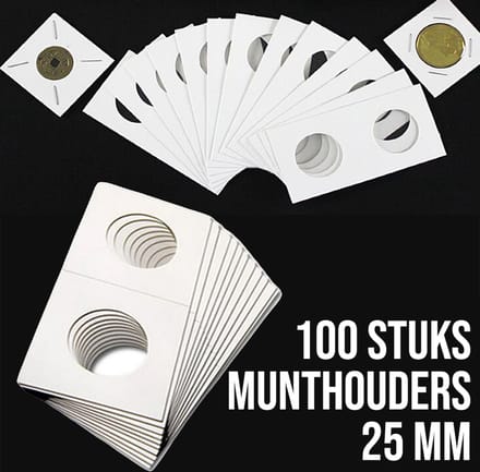 Allernieuwste.nl® 100 stuks 25 mm Kartonnen Munthouders Te Nieten - Beschrijfbaar Karton - Wit