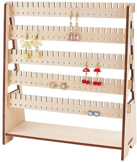 Allecto - PandaHall 5-Layer Houten Oorbellenhouder - Earring Display Tower in Blanched Almond