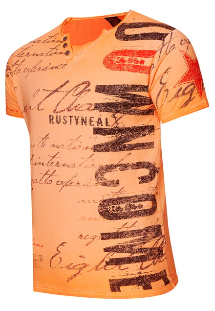 T-shirt met V-hals en logo-print aan de zijkant